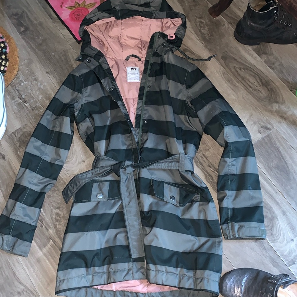 New Helly Hansen Black and Gray Striped Jacket